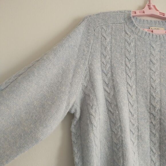 Knit For J Crew Sweater Pullover Men XL Blue 100%Wool Cable Knit Preppy Academia - Picture 2 of 7